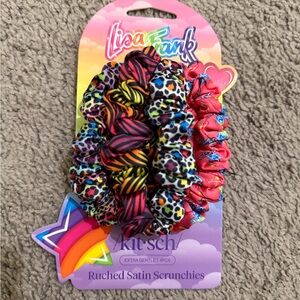 Kitsch Vibrant Ruched Satin Scrunchies - Lisa Frank